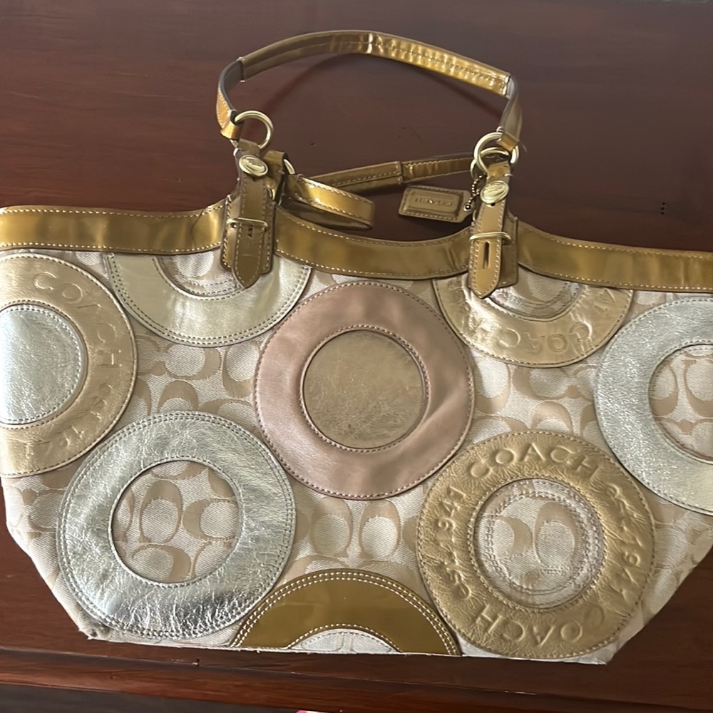 Patchwork Carley Embossed Coach Shoulder Bag - image 1